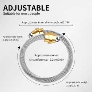 KELUBATU Adjustable Rings for Women Stainless Steel Cable Rings Mens and Womens Stackable Fashion Rings for Holiday Gifts Comes in a Jewelry Gift Box.