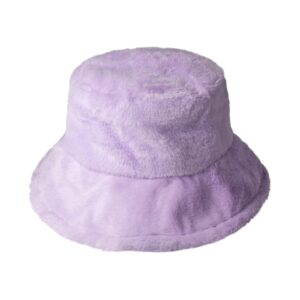 CHOK.LIDS Everyday Winter Fur Bucket Hat Unisex Trendy Soft Fluffy Warm Lightweight Fleece Fisherman Cap for Women Men (Lavender)