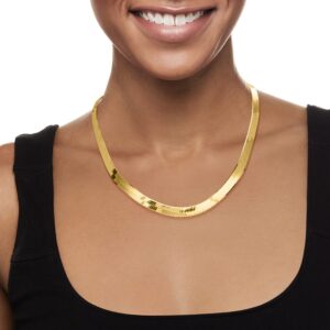 Ross-Simons Italian 8mm 18kt Gold Over Sterling Herringbone Necklace. 18 inches