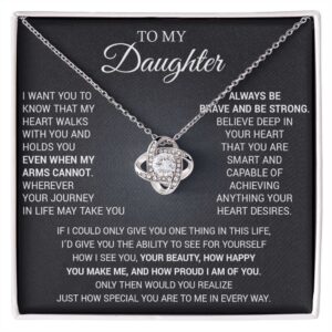 To My Beautiful Daughter Necklace, Daughter Necklace From Mom With Luxury Box, Daughter Gift From Mom, Daughter Birthday Gifts From Mom, Love Knot Necklace For Daughter, Mother Daughter Necklace