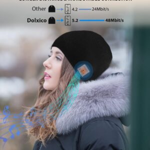 Dolxico Bluetooth Beanie for Men Beanies Hats Unique Mens Gifts Ideas Stocking Stuffers Adults Christmas Birthday Music Bluetooth Hat Personalized Gifts for Men Women Teens Black