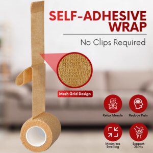 HEALQU Self Adhesive Bandage Wrap – Cohesive Tape for Athletic & Sports - 3" x 5 Yard Self Adherent Medical Tape, Flexible, Waterproof Elastic Bandages for Wrist & Ankle Vet Wrap for Dogs (Box of 12)