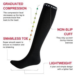 3 Pairs Graduated Compression Socks for Women Men 20-30mmHg Compression Stockings Knee High Socks Long Flight Socks (Large-X-Large)