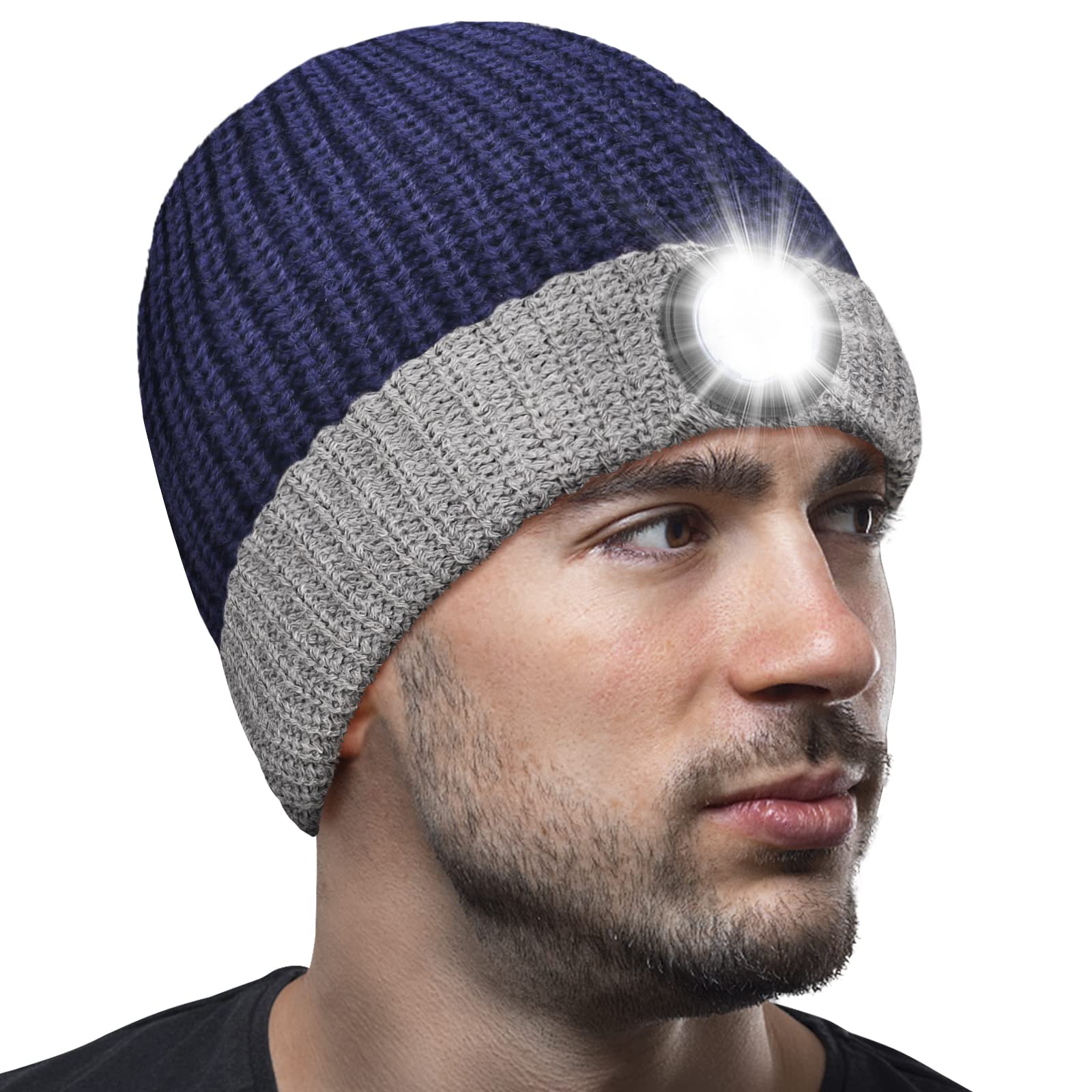 Men Gifts LED Hat with Headlamp, Night Safe Running Camping Accessories Hunting Gear Fishing Gadget, Cool Unique Gifts for Men Women Birthday Christmas Valentine Present for Men Who Have Everything