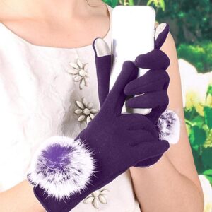 Warm Gloves for Cold Weather Full Finger Texting Gloves Winter Thermal Fleece Lined Mittens for Women (Purple, One Size)