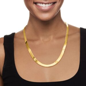 Ross-Simons Italian 8mm 18kt Gold Over Sterling Herringbone Necklace. 18 inches