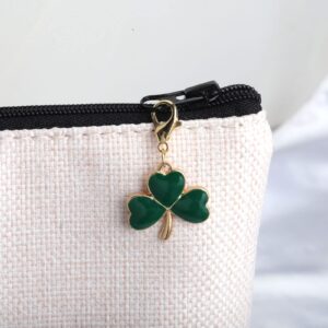 Gzrlyf Green Shamrock Charm with Lobster Clasp 3 Leaf Clover Charm with Irish Blessing Card St Patrick’s Day Gift Lucky Jewelry Charms (3 Leaf Clover Charm)