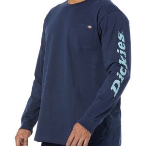 Dickies Men's Long Sleeve Wordmark Graphic T-Shirt, Ink Navy, 2X