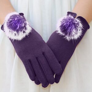 Warm Gloves for Cold Weather Full Finger Texting Gloves Winter Thermal Fleece Lined Mittens for Women (Purple, One Size)