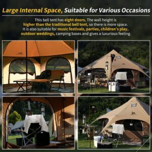 MC TOMOUNT Canvas Tent Bell Tent 16.4ft*High9.2ft with Stove Jack for Glamping Family Camping Zipped Removable Floor