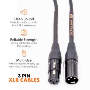 Tone Vault Audio & Media XLR Cables 25ft (1Pack), XLR Male to Female Mic Cable, 3 Pin Spiral Copper Duel 100% Shielded Microphone Cable with Oxygen Free Copper (OFC) Mic Cord for Amplifiers & Speakers