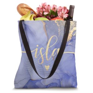 Isla Letter I Initial Cute Purple Personalized Tote Bag