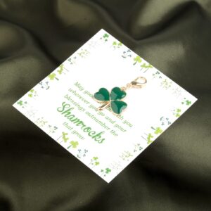 Gzrlyf Green Shamrock Charm with Lobster Clasp 3 Leaf Clover Charm with Irish Blessing Card St Patrick’s Day Gift Lucky Jewelry Charms (3 Leaf Clover Charm)