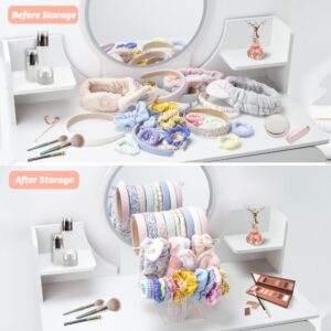 Acrylic Headband Holder Organizer Storage, 3-Tier Clear Scrunchie Holder Stand Hair Accessories Organizer Hair Tie Display Headband Stand for Women and Girls