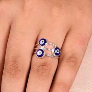 DHRUVANSH CREATIONS Evil Eye Ring, 925 Sterling Silver Evil Eye Rings for Women, Minimalist Blue Evil Eyes Ring Lucky Jewelry Gifts (6)