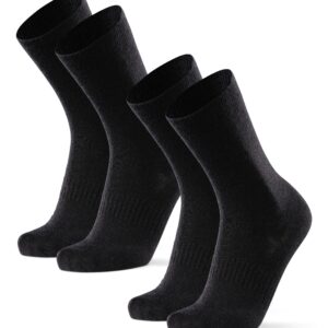 DANISH ENDURANCE Merino Wool Hiking Liner Socks, Thermal, Anti-Blister for Men and Women 2- Pack, Black, Medium