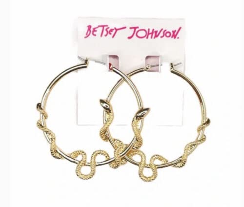 Betsey Johnson Golden Textured Slithering Garden Snake Hoop Earrings NWT Great Gift Idea