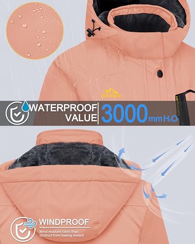 MAGCOMSEN Winter Jackets for Women Skiing Jacket Waterproof Insulated Ski Jackets Thermal Snow Jackets Mountain Snowboarding,S