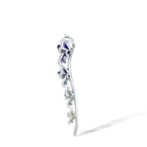 Santuzza 925 Sterling Silver Ccolorful Orchid Enamel Flower Pendant Cubic Zirconia Pendant for Women