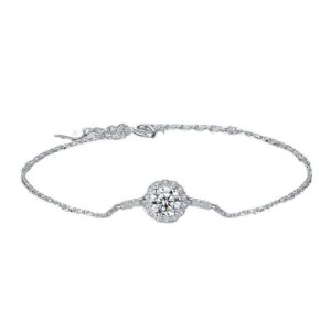 pickyegg.com GRA Certificate 1CT Moissanite Diamond Women's Sterling Silver Bracelet MSL001