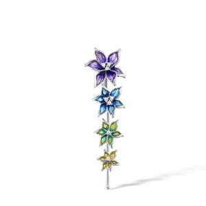 santuzza 925 sterling silver ccolorful orchid enamel flower pendant cubic zirconia pendant for women