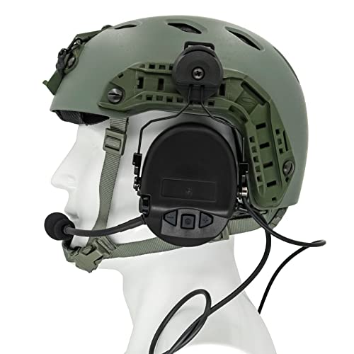 TSVISIONCORE Tactical Headset,ARC rail track adapter version,Noise Canceling Headphones for airsoft,shooting (Black)