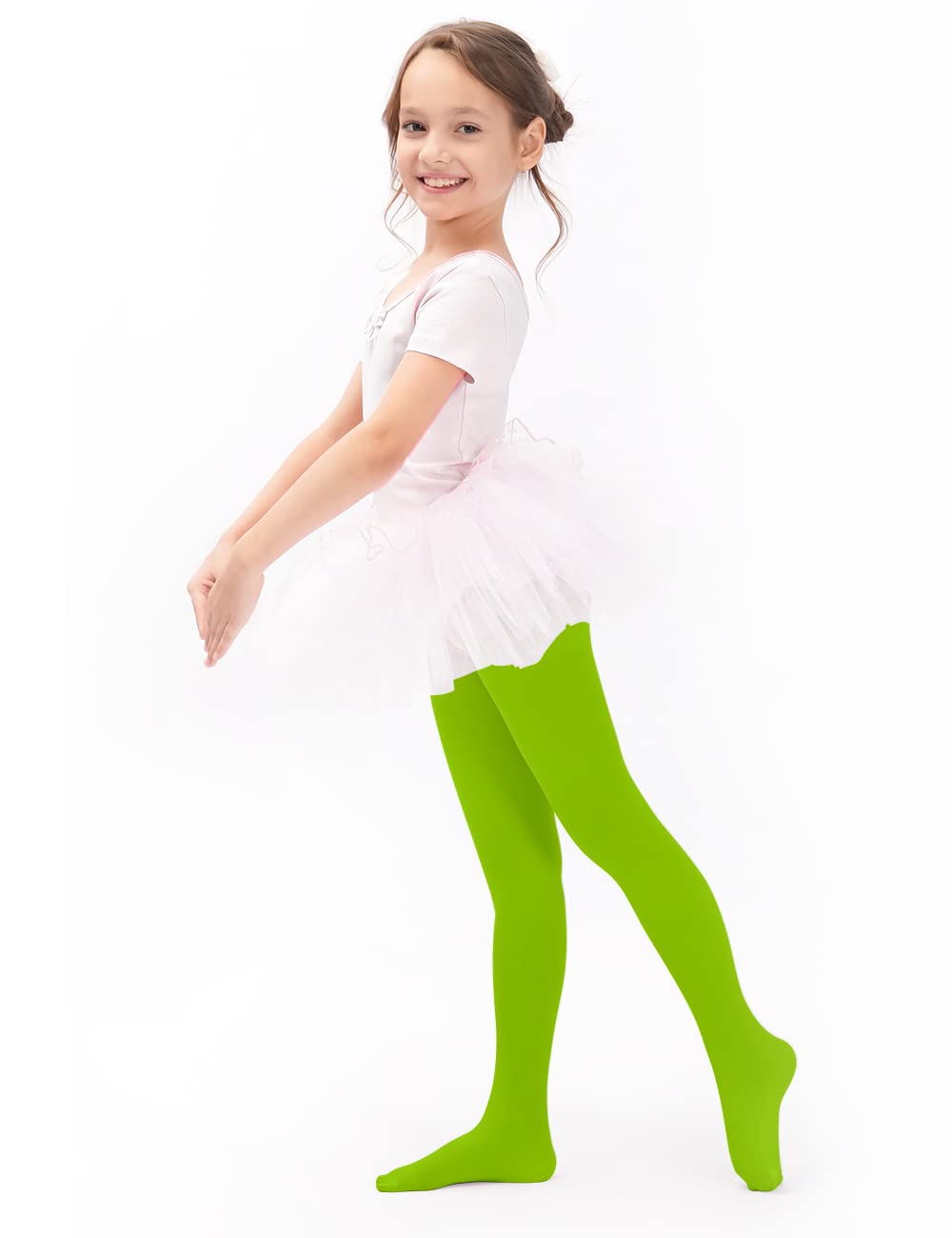 PUPIU Toddler Tights Ballet Tights for Girls Pantyhose School Uniform Dance Tights Light Green S