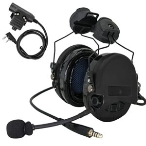 tsvisioncore tactical headset,arc rail track adapter version,noise canceling headphones for airsoft,shooting (black)