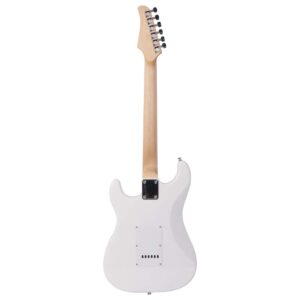 39 Inch Rosewood Fingerboard Electric Guitar,Electric Guitar Beginner Kit Solid Body Full Size Pick Up for Starter, with Bag, Picks, Capo, Strap, Cord,Allen Wrench, Tremolo Arm (White)