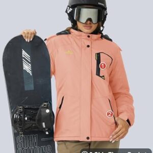 MAGCOMSEN Winter Jackets for Women Skiing Jacket Waterproof Insulated Ski Jackets Thermal Snow Jackets Mountain Snowboarding,S