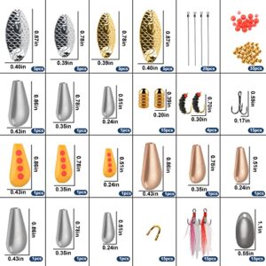 Fishing Lure DIY Kit 228pcs Spinner Making Kit Spinnerbaits Accessory Blade Clevis Wire Shaft Treble Hooks Tackle Set Fishing Spoon Rigs Fishing Gift