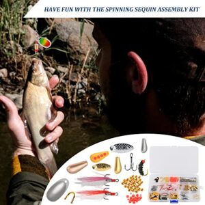 Fishing Lure DIY Kit 228pcs Spinner Making Kit Spinnerbaits Accessory Blade Clevis Wire Shaft Treble Hooks Tackle Set Fishing Spoon Rigs Fishing Gift