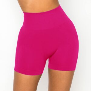 ALWAYS Women's Seamless Biker Shorts - High Waisted Yoga Running Athletic Workout Short Pants Fuchsia Small