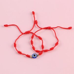 Evil Eye Bracelet for Women Men 7 Knot Lucky Bracelets Handmade Braided Bracelet Adjustable Family Friend Couple Protection Bracelet(A,red) (AMX2X0A7XLUS)