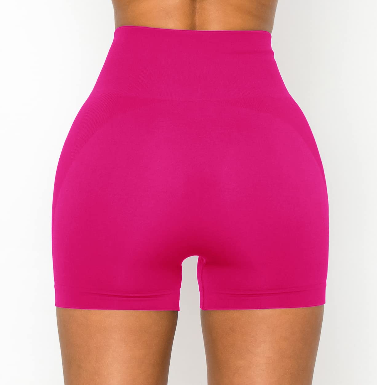 ALWAYS Women's Seamless Biker Shorts - High Waisted Yoga Running Athletic Workout Short Pants Fuchsia Small