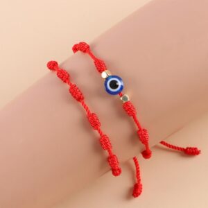 Evil Eye Bracelet for Women Men 7 Knot Lucky Bracelets Handmade Braided Bracelet Adjustable Family Friend Couple Protection Bracelet(A,red) (AMX2X0A7XLUS)