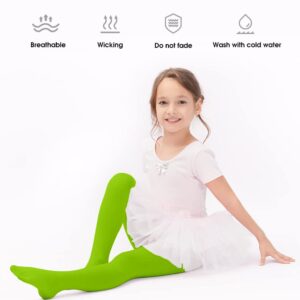 PUPIU Toddler Tights Ballet Tights for Girls Pantyhose School Uniform Dance Tights Light Green M