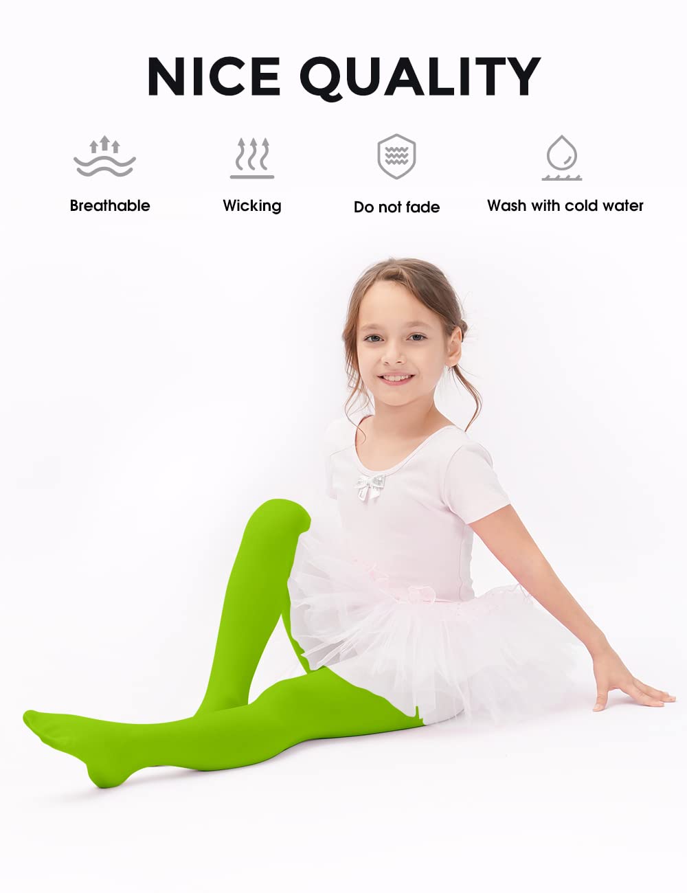 PUPIU Toddler Tights Ballet Tights for Girls Pantyhose School Uniform Dance Tights Light Green S