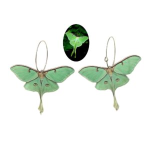 moth butterfly earrings.punk insect drop earrings color acrylic moth wing earrings statement black earrings party jewelry for women (green)