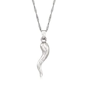 ross-simons sterling silver italian horn pendant necklace. 18 inches