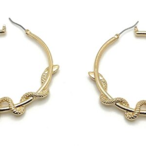 Betsey Johnson Golden Textured Slithering Garden Snake Hoop Earrings NWT Great Gift Idea