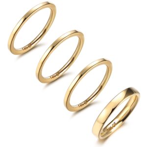 haiaiso 14k gold filled rings stacking rings for women stackable band ring plain statement ring comfort fit size 5 to 10(size 6)