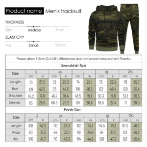 AOTORR Mens Sweatsuits 2 Piece Casual Tracksuits Camo Hoodie Jogging Sweatpants Suit Armygreen L