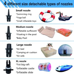 Electric Air Pump for Inflatable Air Tumble Track Gymnastics Mat, Air Roller Barrel, Swimming Ring, Air Bed, Pool Toy, Inflatables Raft Boat Electric Pump with 4 Nozzles（AC 110-120V（500W））