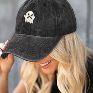 Heucapc Embroidered Halloween Baseball Cap Vintage Ghost Denim Hat Adjustable Embroidery Pumpkin Dad Hats for Men Women