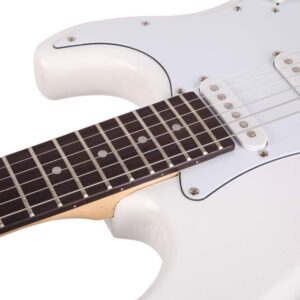 39 Inch Rosewood Fingerboard Electric Guitar,Electric Guitar Beginner Kit Solid Body Full Size Pick Up for Starter, with Bag, Picks, Capo, Strap, Cord,Allen Wrench, Tremolo Arm (White)