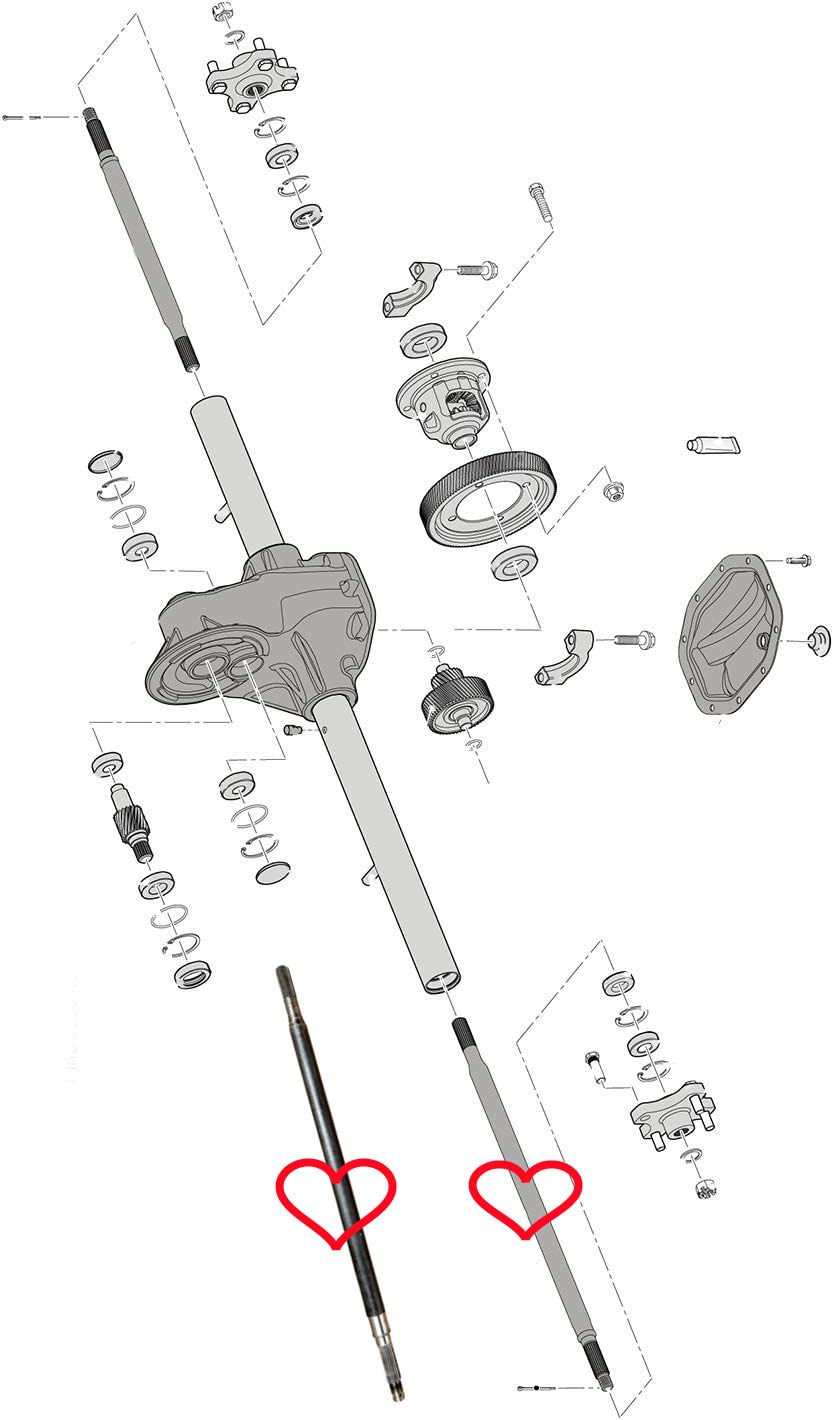 Dr.Acces Golf Cart EZGO RXV Rear Axle Shaft Fits EZ-GO RXV Golf Cart Electric 2008 UP Replace OEM#620337,614208,620341,614209 (Driver Side)