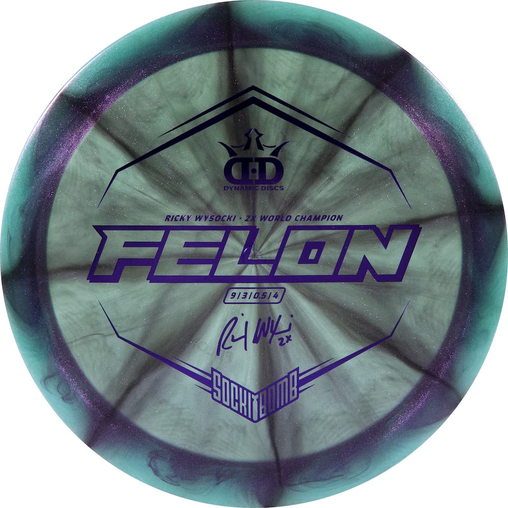 Dynamic Discs Limited Edition Ricky Wysocki Sockibomb Glimmer Lucid Ice Felon Fairway Driver Golf Disc [Colors Will Vary] - 173-176g