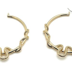 Betsey Johnson Golden Textured Slithering Garden Snake Hoop Earrings NWT Great Gift Idea