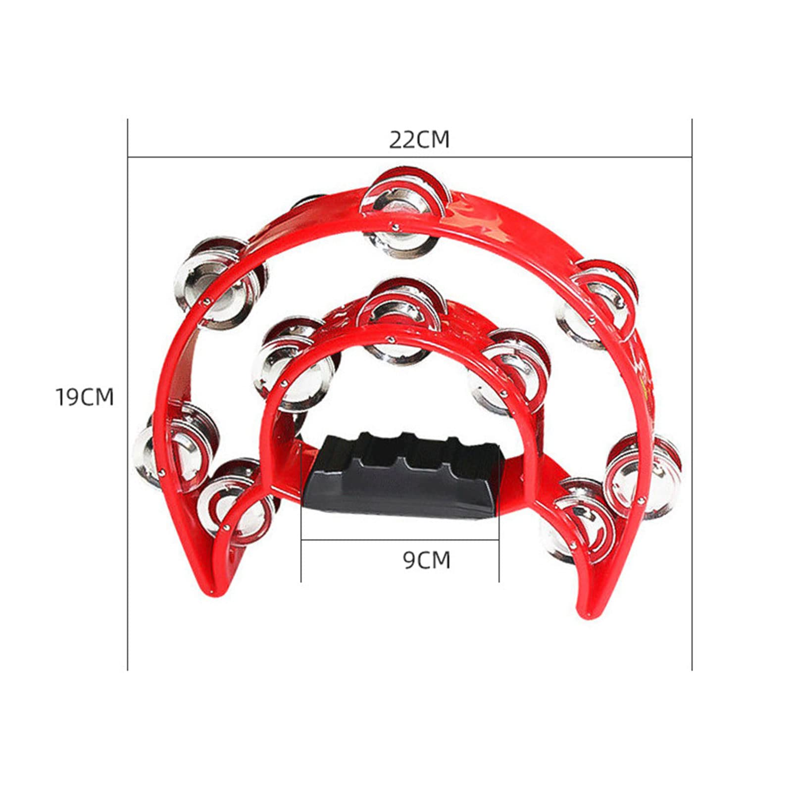 2Pack Double Row Tambourine for Adult,Hand Held Metal Jingles Percussion Percussion-Half Moon Tambourine Drum Musical,for Adult,Church, KTV, Party and Gifts (Blue+Red)